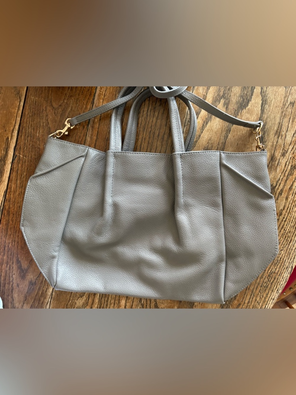Oliveve Elegant Gray Leather Tote Bag